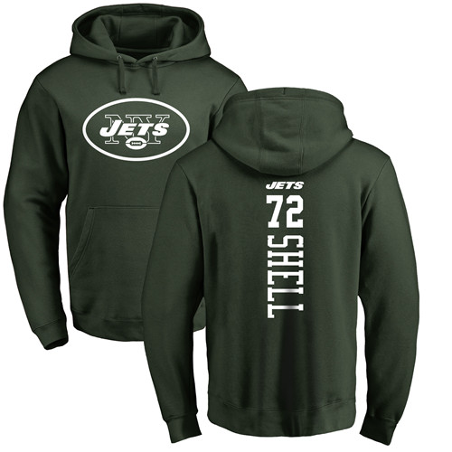 New York Jets Men Green Brandon Shell Backer NFL Football #72 Pullover Hoodie Sweatshirts->new york jets->NFL Jersey